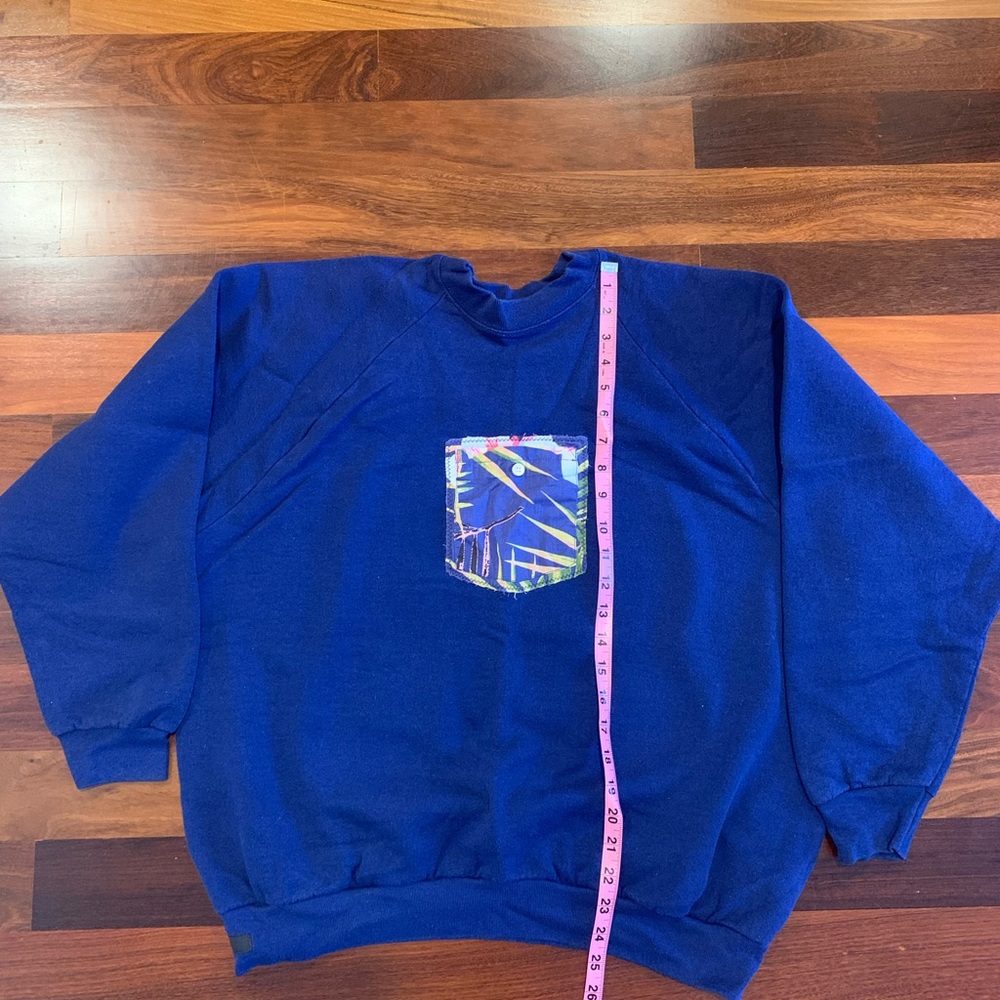 Men's Blue Sweater with Patterned Pocket